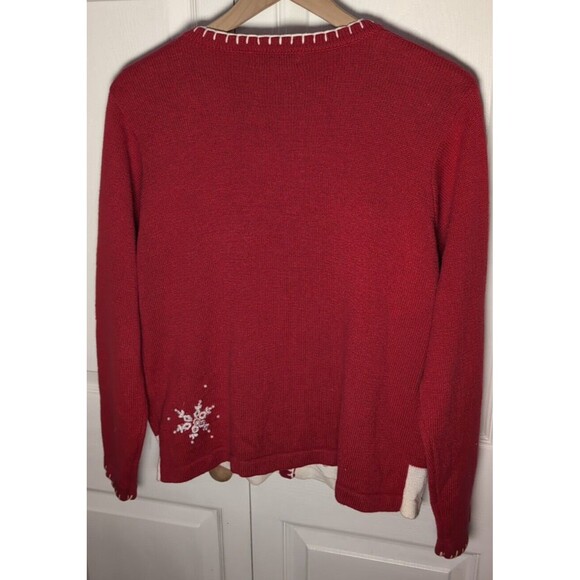 Holiday Christmas Ugly Sweater Red Snowman Sweater - Picture 12 of 16